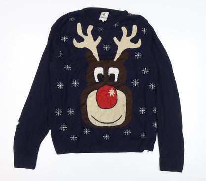 SoulCal & Co Men's Blue Christmas Jumper, XL Pullover