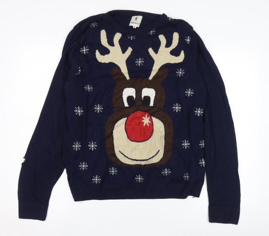 SoulCal & Co Men's Blue Christmas Jumper, XL Pullover