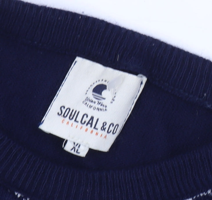 SoulCal & Co Men's Blue Christmas Jumper, XL Pullover