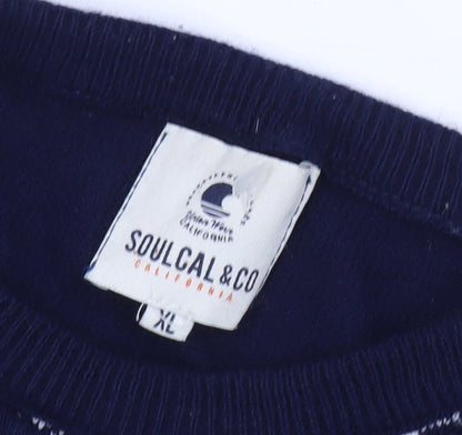 SoulCal & Co Men's Blue Christmas Jumper, XL Pullover