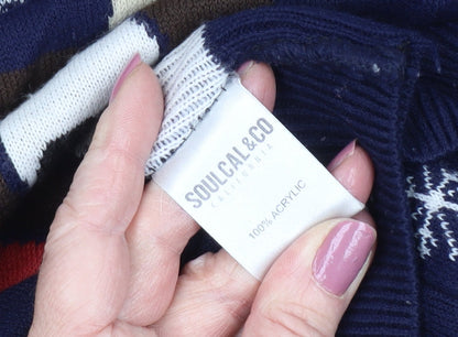 SoulCal & Co Men's Blue Christmas Jumper, XL Pullover