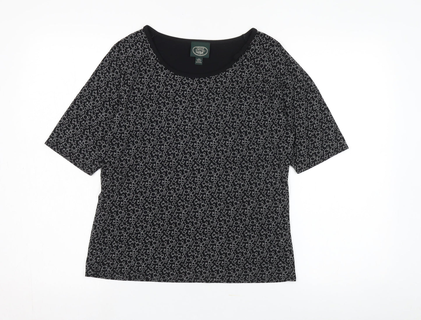 Laura Ashley Women's Black Geometric T-Shirt M