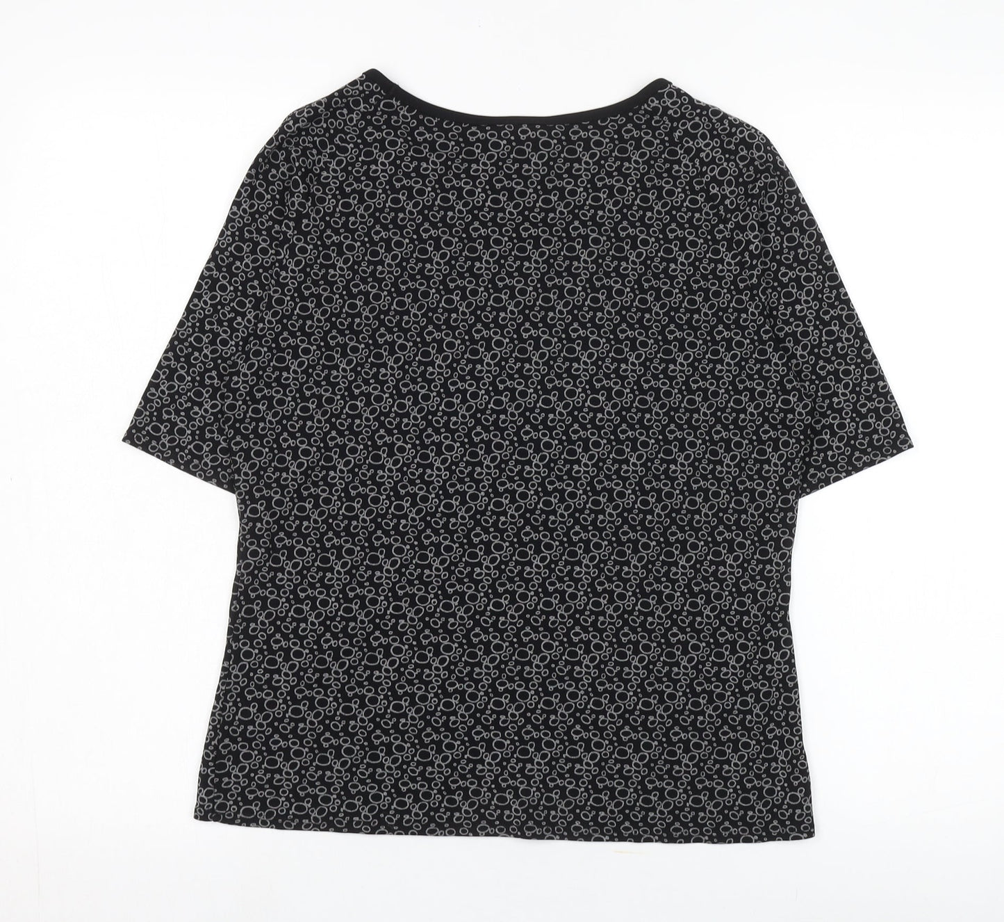 Laura Ashley Women's Black Geometric T-Shirt M