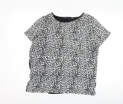 French Connection Women's Black Animal Print Blouse S