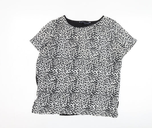 French Connection Women's Black Animal Print Blouse S