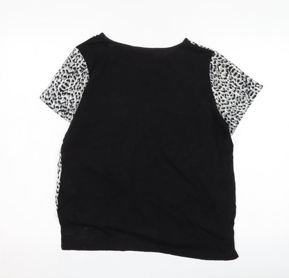 French Connection Women's Black Animal Print Blouse S