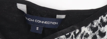 French Connection Women's Black Animal Print Blouse S