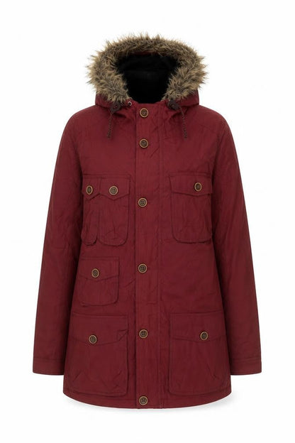Brave Soul Women's Red Parka S - Warm Hooded Coat