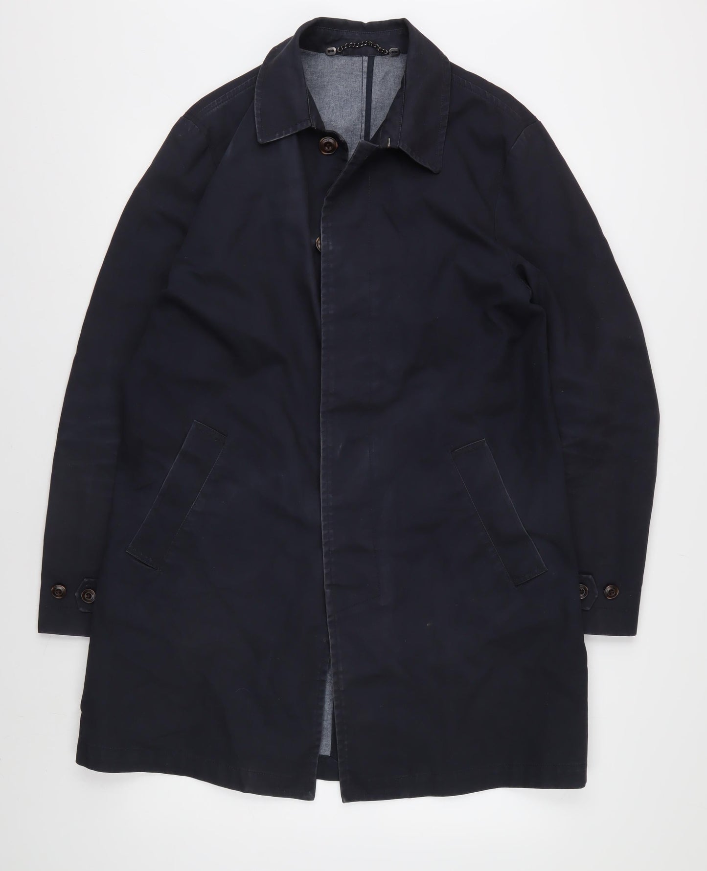 Mens UK Size M John Lewis Black Overcoat