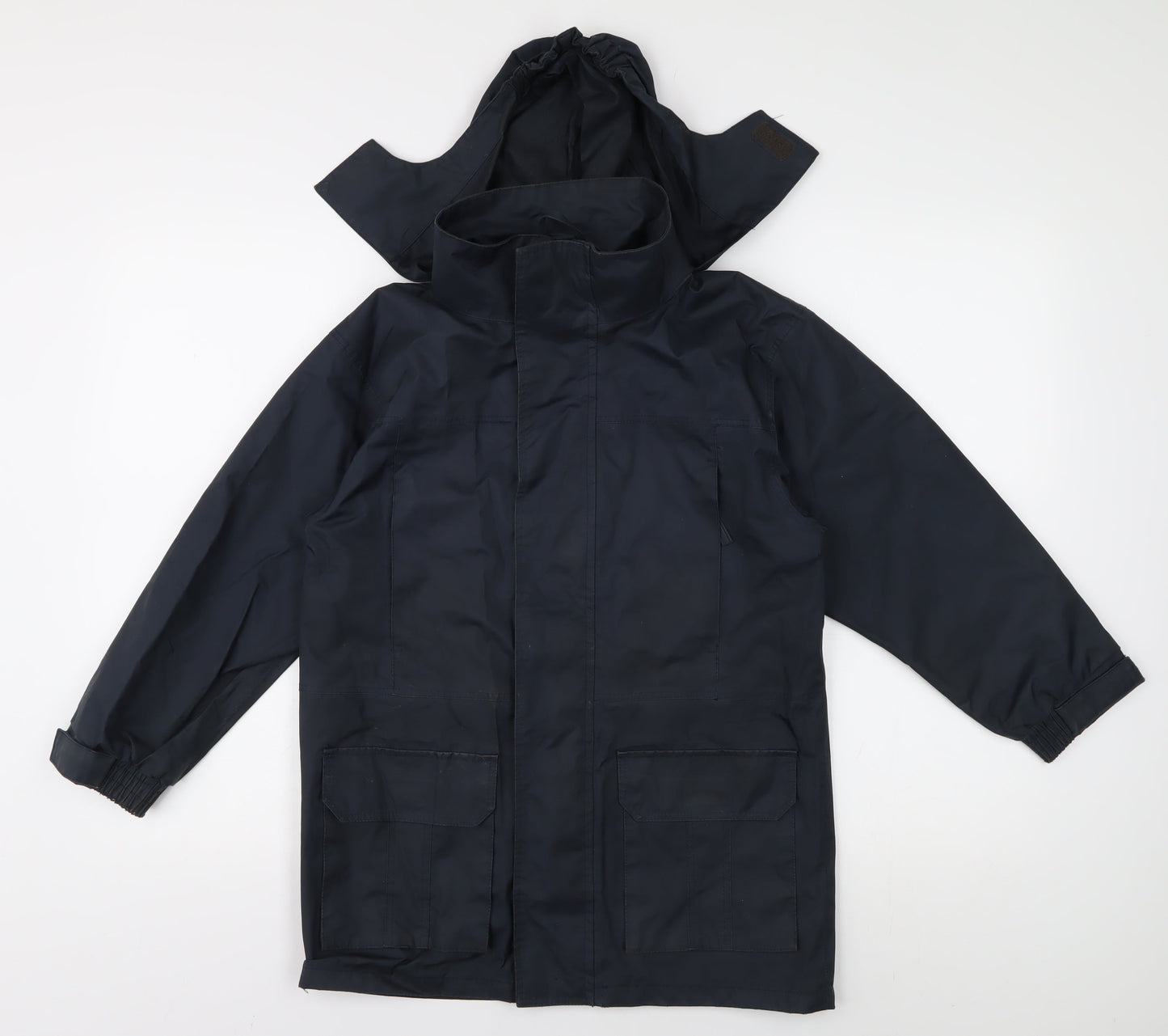 Winterbottom's Boys Blue Rain Coat Jacket, L, Hooded, School