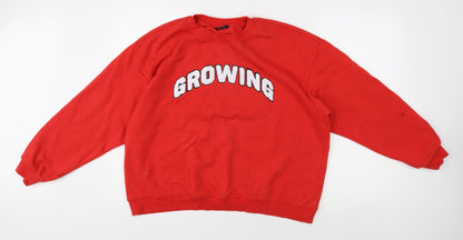 Unisex Adults UK Size L Monki Red Pullover Sweatshirt
