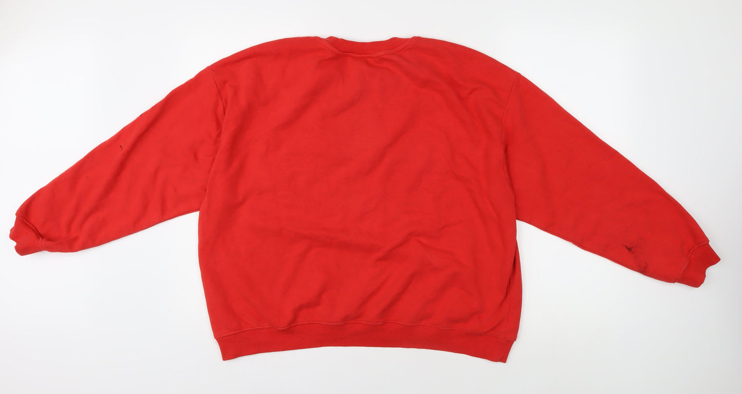 Unisex Adults UK Size L Monki Red Pullover Sweatshirt