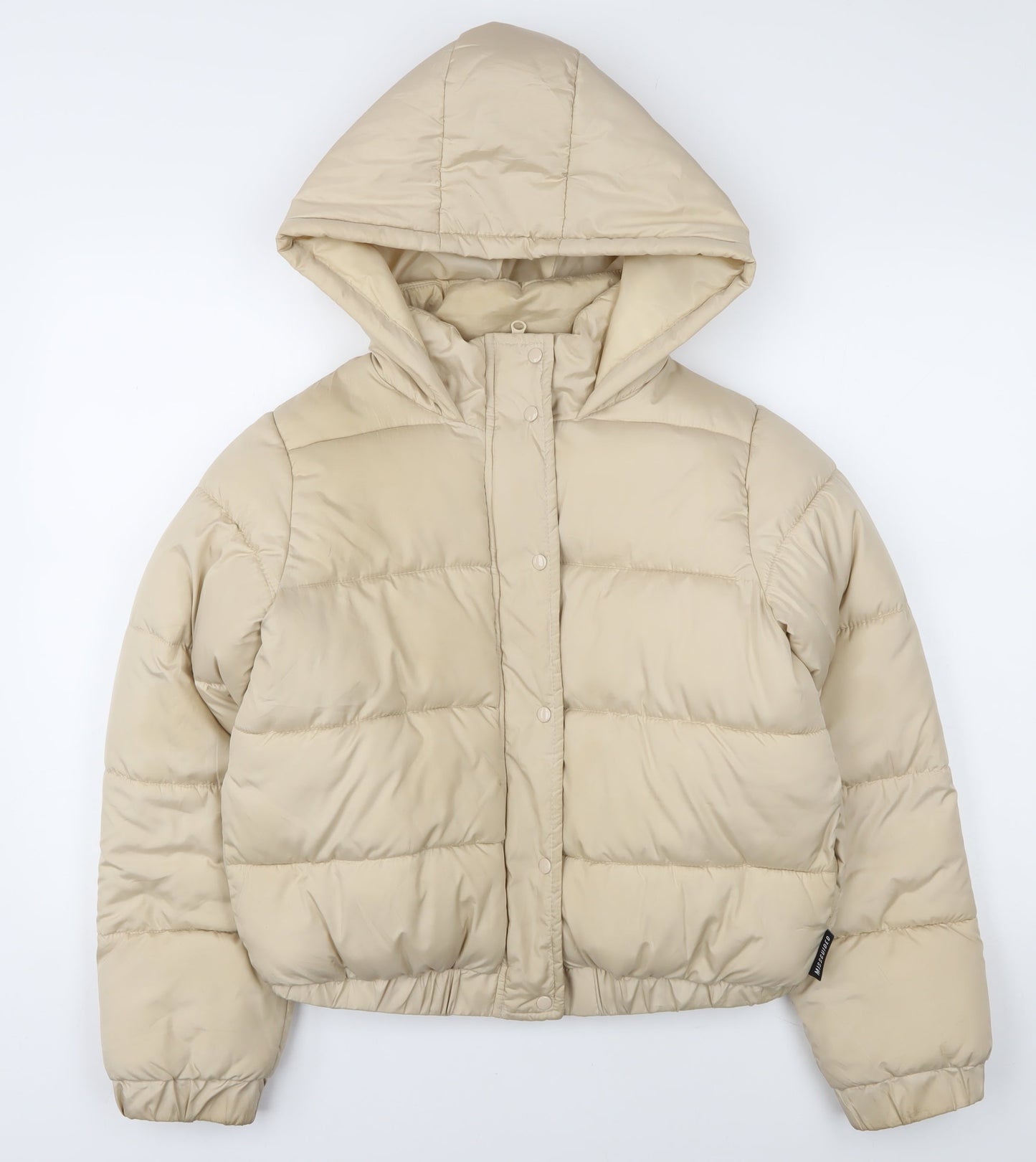 Missguided Women Beige Puffer Jacket Hooded Size 10