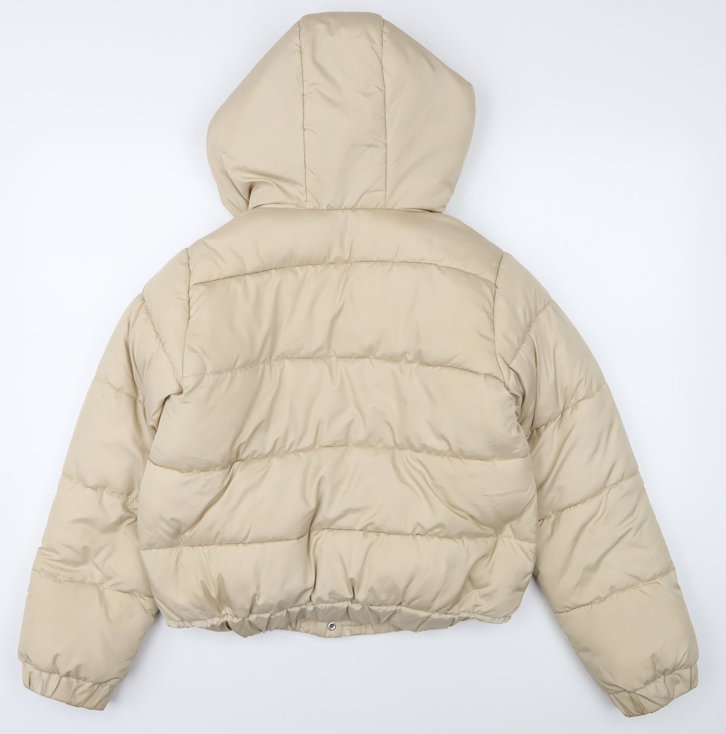 Missguided Women Beige Puffer Jacket Hooded Size 10