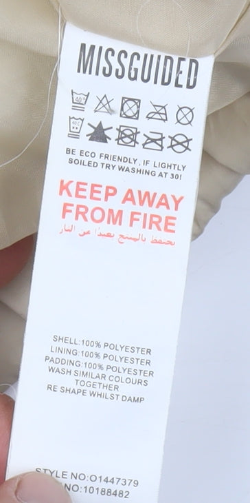 Missguided Women Beige Puffer Jacket Hooded Size 10