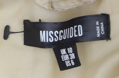 Missguided Women Beige Puffer Jacket Hooded Size 10