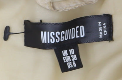 Missguided Women Beige Puffer Jacket Hooded Size 10