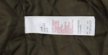 Womens UK Size 6 Topshop Green Parka Coat