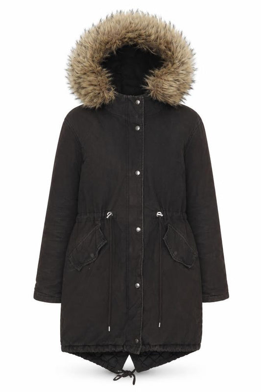 Womens UK Size 10 New Look Brown Parka Coat