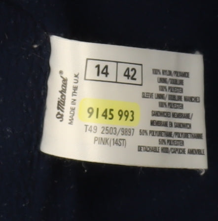 Womens UK Size 14 St Michael Pink Parka Coat