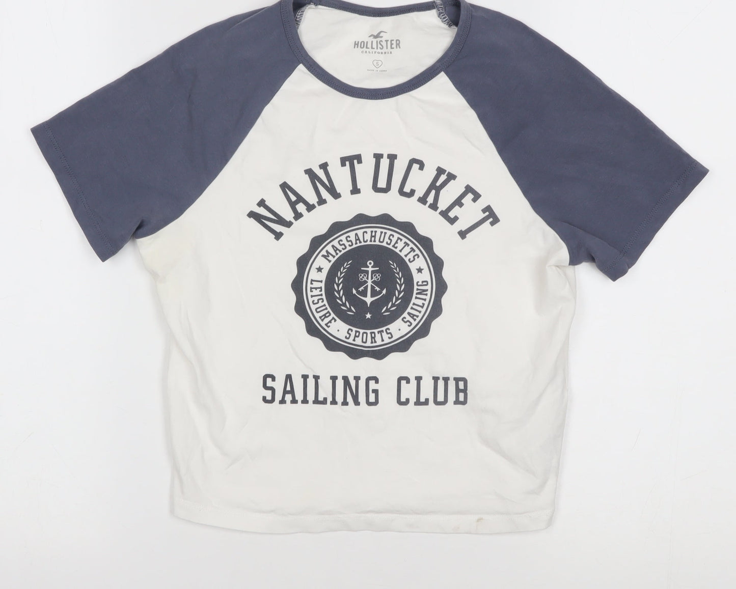 Hollister Boys White and Black Nautical Graphic T-Shirt - S
