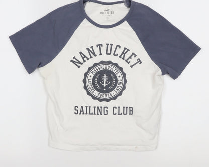 Hollister Boys White and Black Nautical Graphic T-Shirt - S