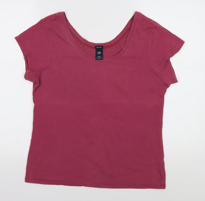 Gap Women's Red Scoop Neck Cotton T-Shirt XL