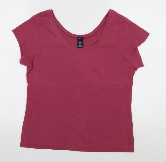 Gap Women's Red Scoop Neck Cotton T-Shirt XL