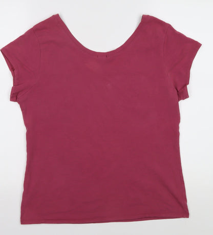 Gap Women's Red Scoop Neck Cotton T-Shirt XL