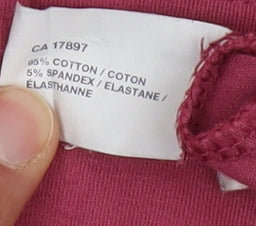 Gap Women's Red Scoop Neck Cotton T-Shirt XL