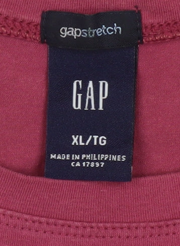 Gap Women's Red Scoop Neck Cotton T-Shirt XL