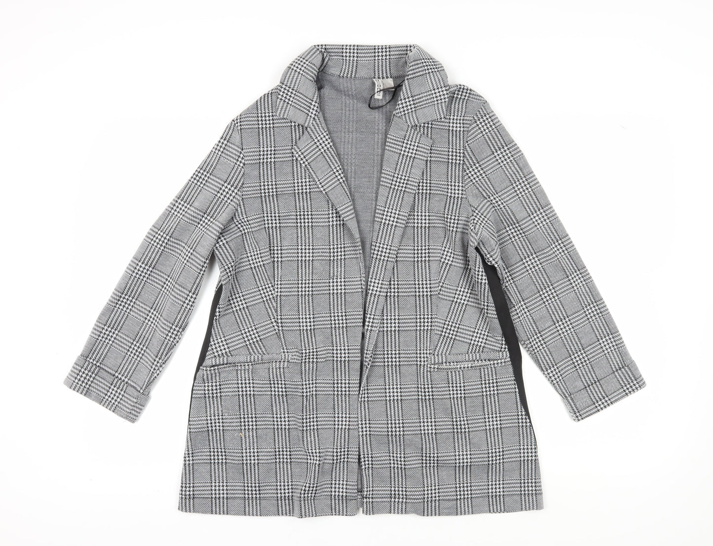 H&M Women's Grey Plaid Blazer Jacket Size 12