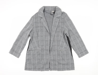 H&M Women's Grey Plaid Blazer Jacket Size 12