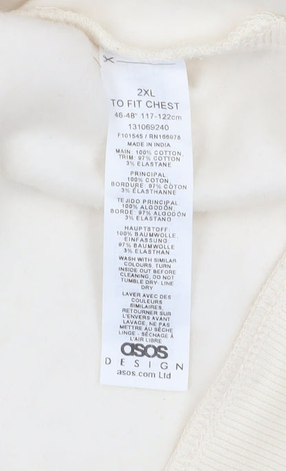 Mens UK Size 2XL ASOS Ivory Full Zip Hoodie