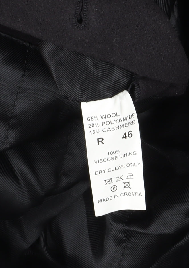 Mens UK Size 36 Di Caprio Black Overcoat