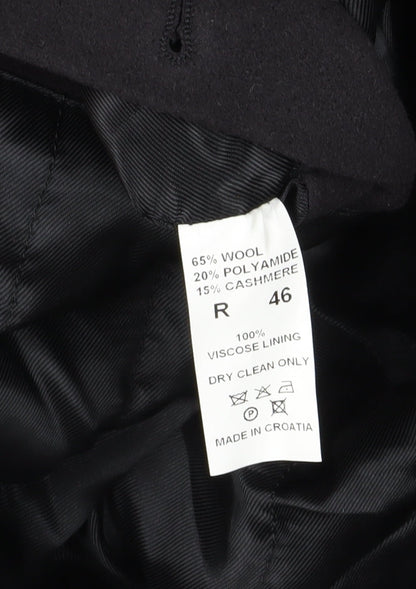 Mens UK Size 36 Di Caprio Black Overcoat