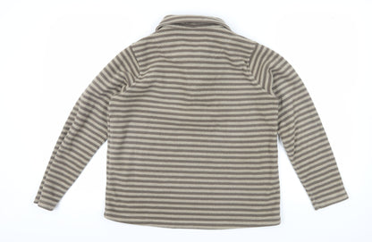 Cotton Traders Women's Beige Striped Fleece Pullover