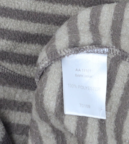 Cotton Traders Women's Beige Striped Fleece Pullover