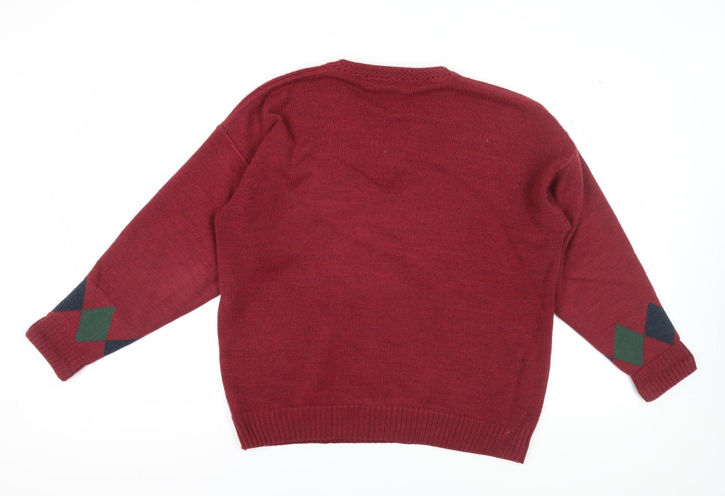 Peter Gribby Men's Red Argyle Golf Pullover Jumper M