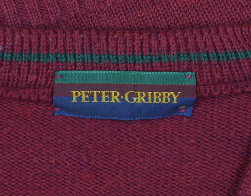 Peter Gribby Men's Red Argyle Golf Pullover Jumper M