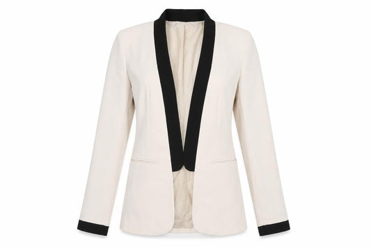 Front view of Red Herring Women's Beige Tuxedo Blazer, size 8