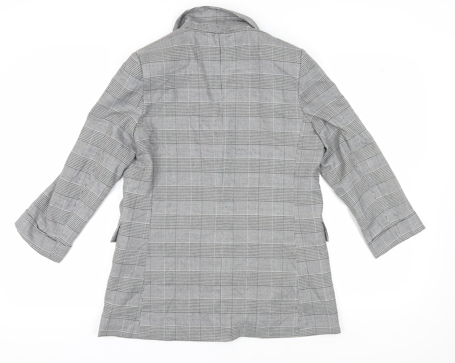New Look Women's Grey Check Blazer, Size 10, Single-Breasted