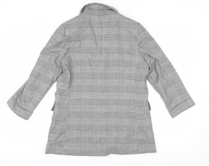 New Look Women's Grey Check Blazer, Size 10, Single-Breasted