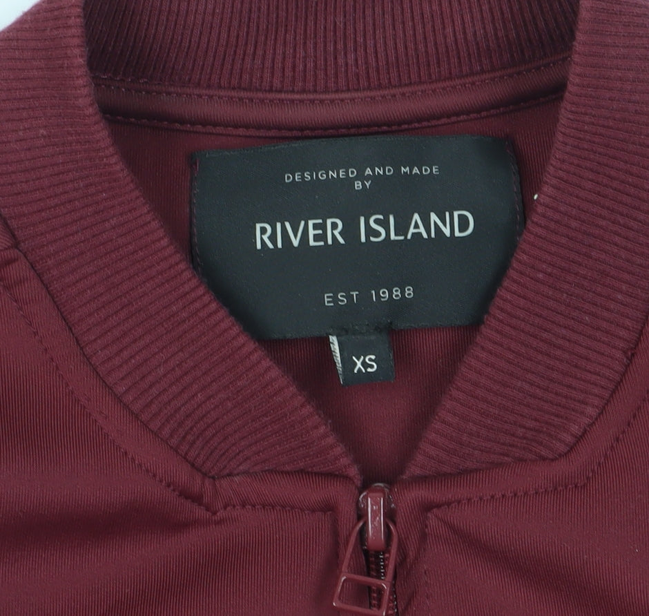Mens UK Size XS River Island Red Full Zip Sweatshirt