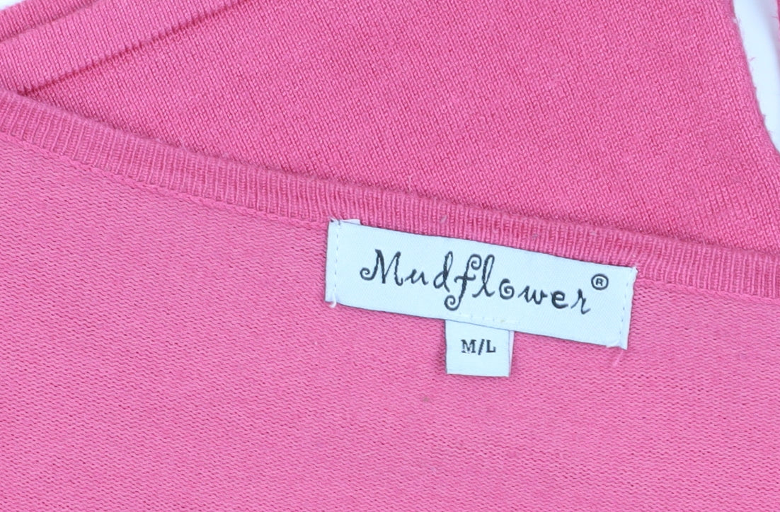 Womens UK Size M/L Mudflower Pink Cardigan Jumper