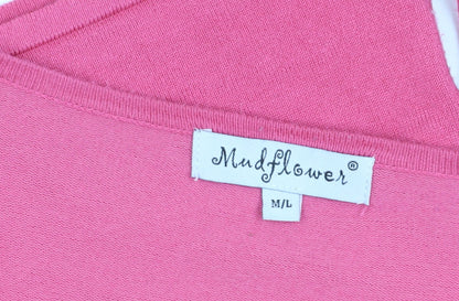 Womens UK Size M/L Mudflower Pink Cardigan Jumper
