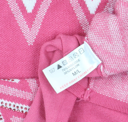 Womens UK Size M/L Mudflower Pink Cardigan Jumper