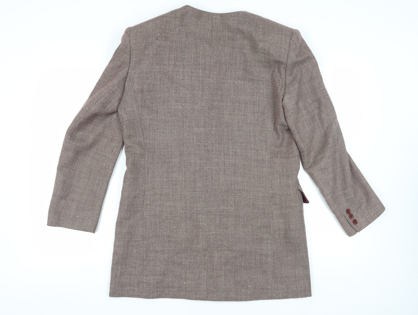 Jaeger Women's Brown Long Geometric Wool Blazer Sz 14