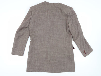 Jaeger Women's Brown Long Geometric Wool Blazer Sz 14