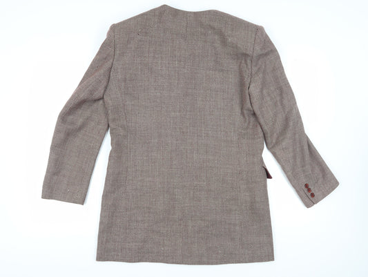 Jaeger Women's Brown Long Geometric Wool Blazer Sz 14